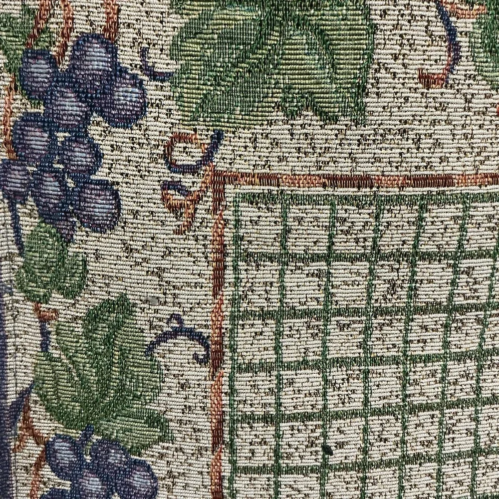 Vintage Grape Tapestry Table Runner 54x12.5 Woven Jacquard Cottagecore Vineyard